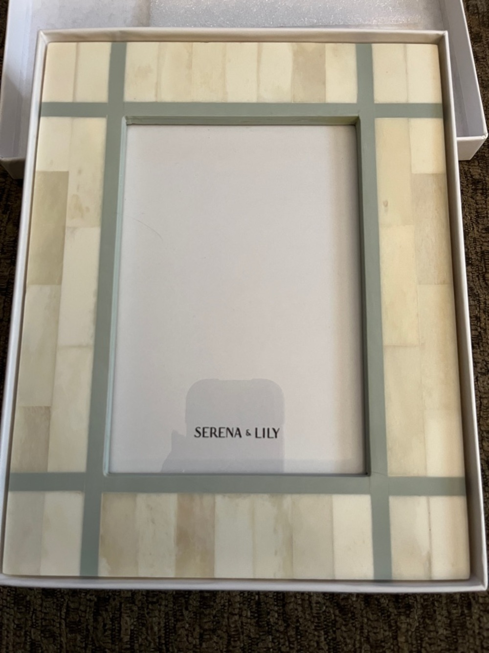 Serena & Lily Light Blue and Cream Grid Picture Frame 5x7
